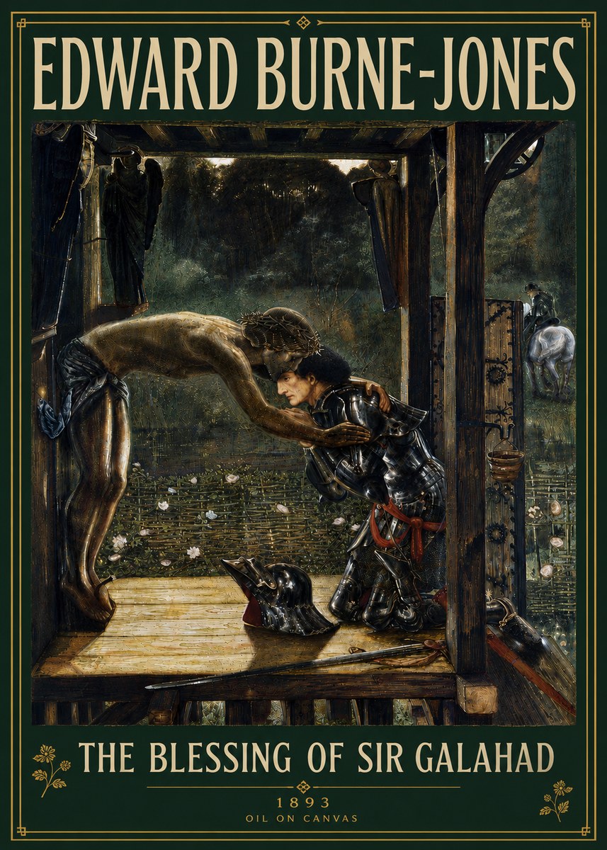 Edward Burne-Jones The Blessing of Sir Galahad No5 - Plakát