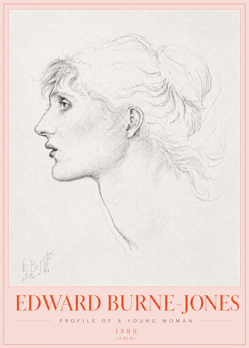 Edward Burne-Jones Profile of a Young Woman No3 - Plakát