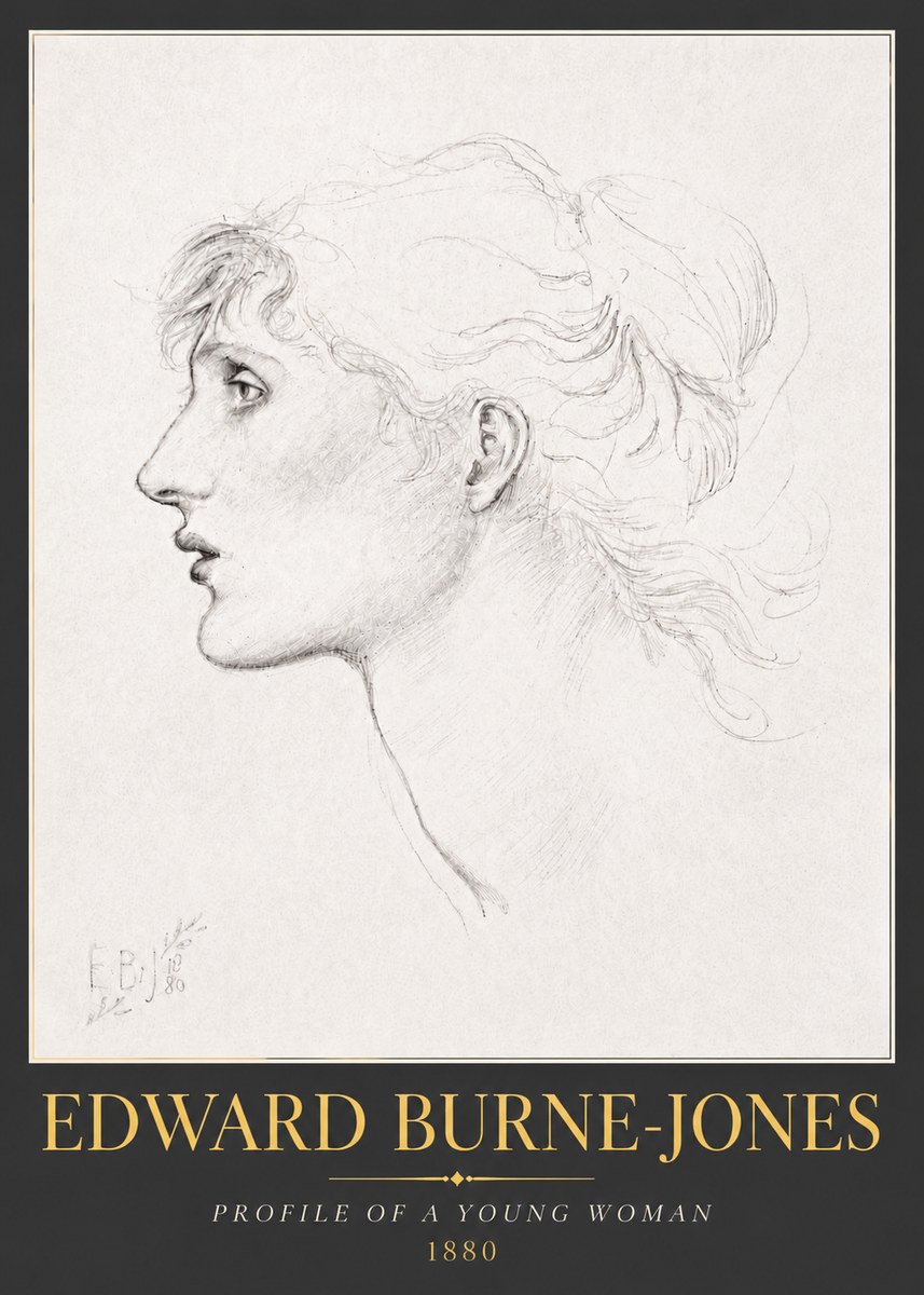 Edward Burne-Jones Profile of a Young Woman No5 - Plakát