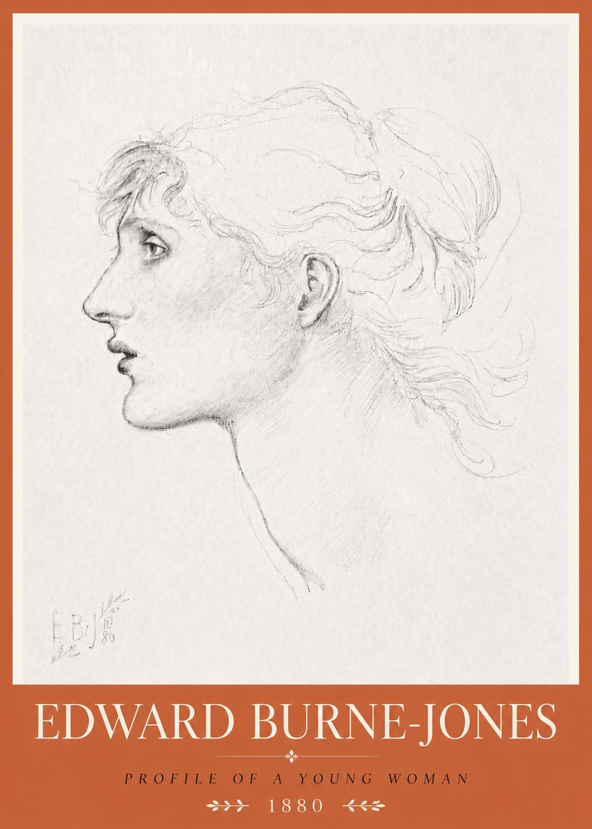 Edward Burne-Jones Profile of a Young Woman No6 - Plakát
