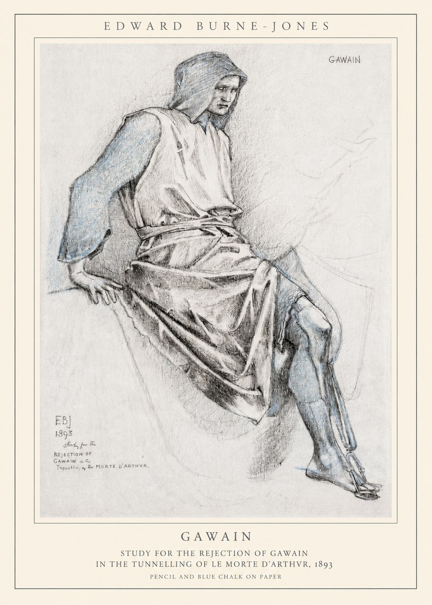 Edward Burne-Jones Gawain - Study for the Rejection of Gawain in the Tunnelling of Le Morte D'arthur, 1893 No1 - Plakát