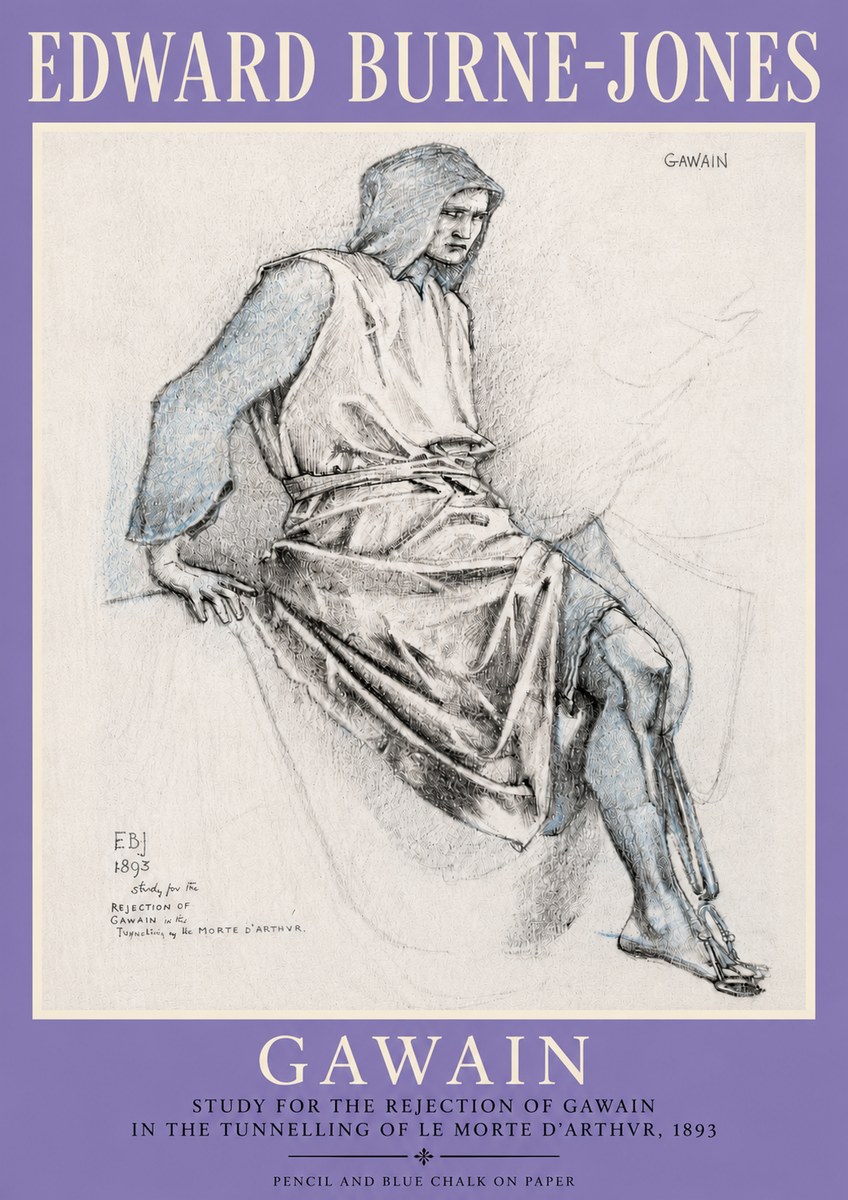 Edward Burne-Jones Gawain - Study for the Rejection of Gawain in the Tunnelling of Le Morte D'arthur, 1893 No4 - Plakát