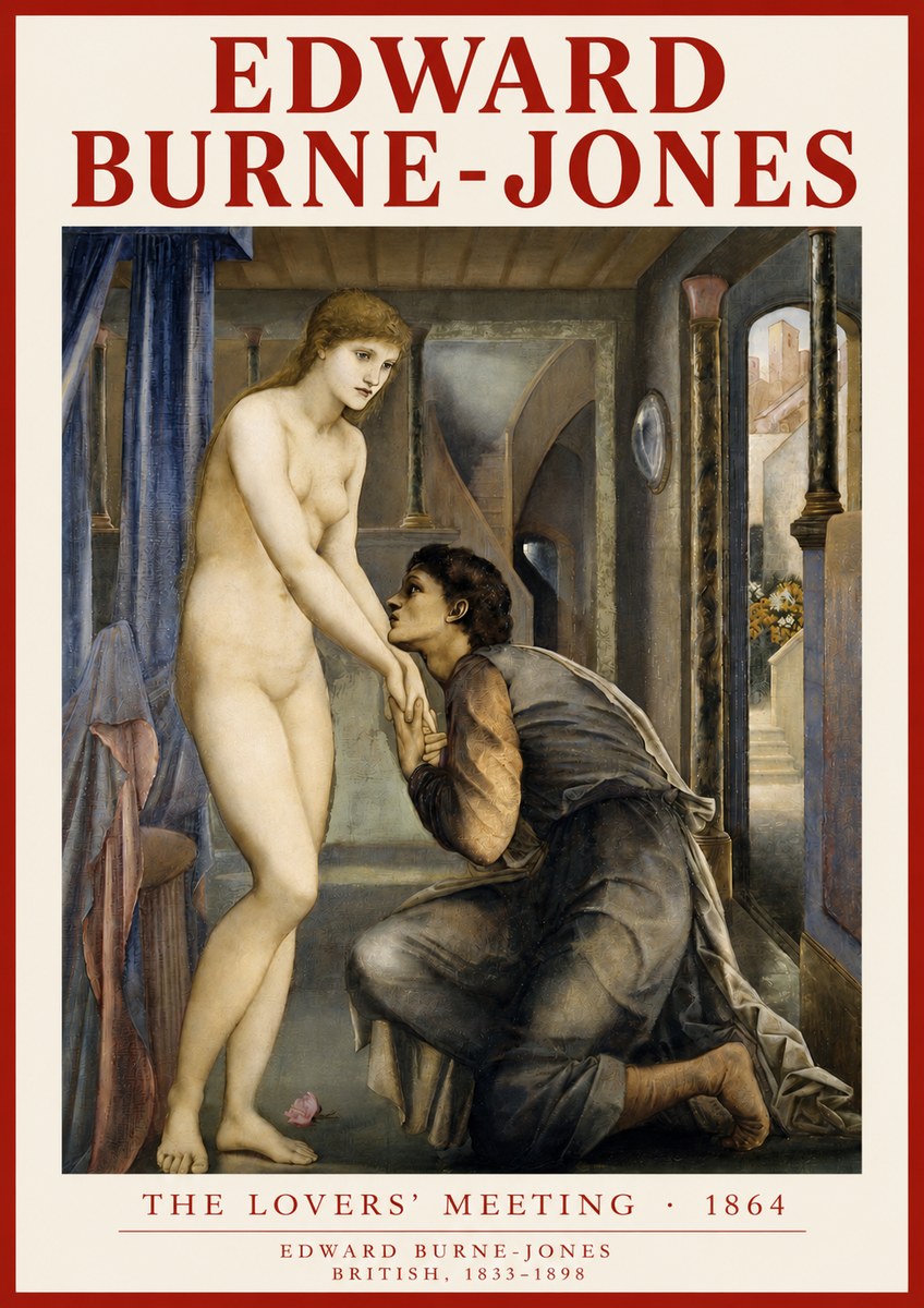 Edward Burne-Jones The Lovers' Meeting No3 - Plakát