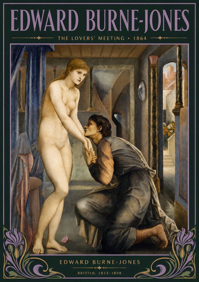 Edward Burne-Jones The Lovers' Meeting No4 - Plakát