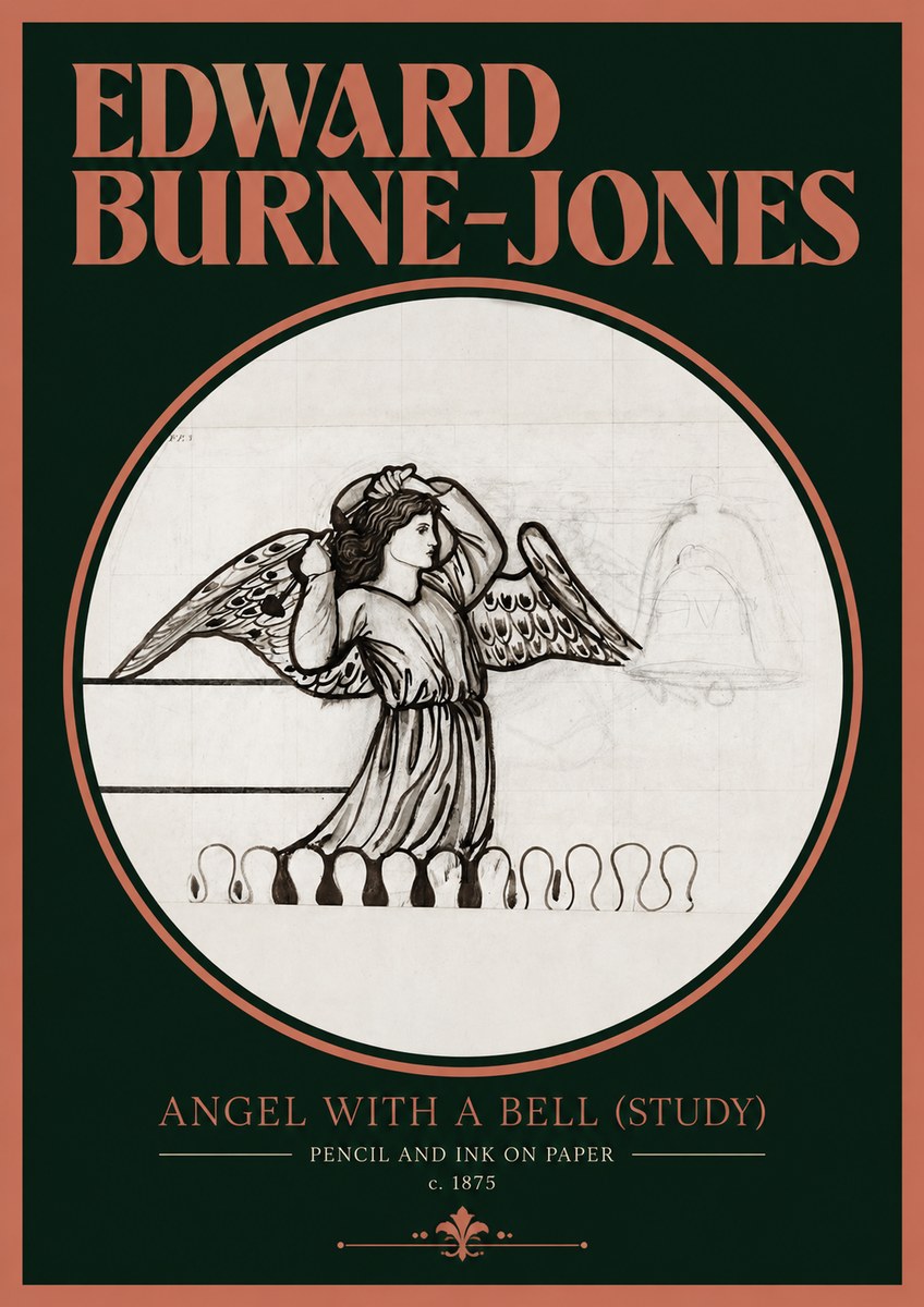 Edward Burne-Jones Angel with a Bell (Study) No2 - Plakát