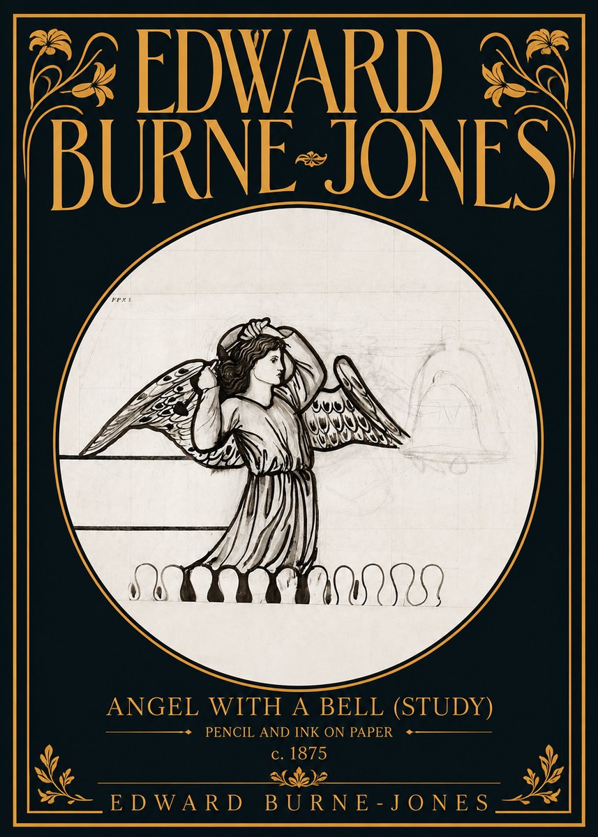 Edward Burne-Jones Angel with a Bell (Study) No5 - Plakát