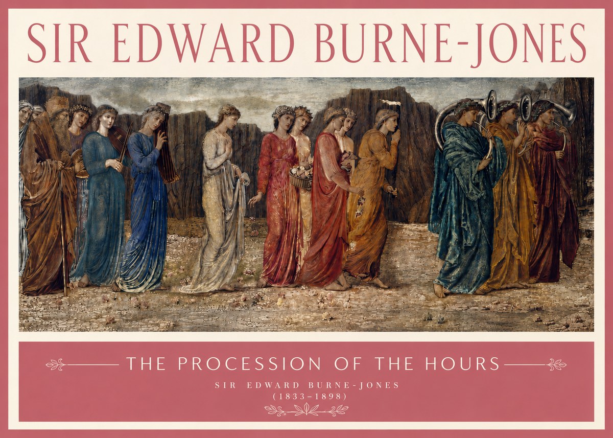 Edward Burne-Jones The Procession of the Hours No3 - Plakát