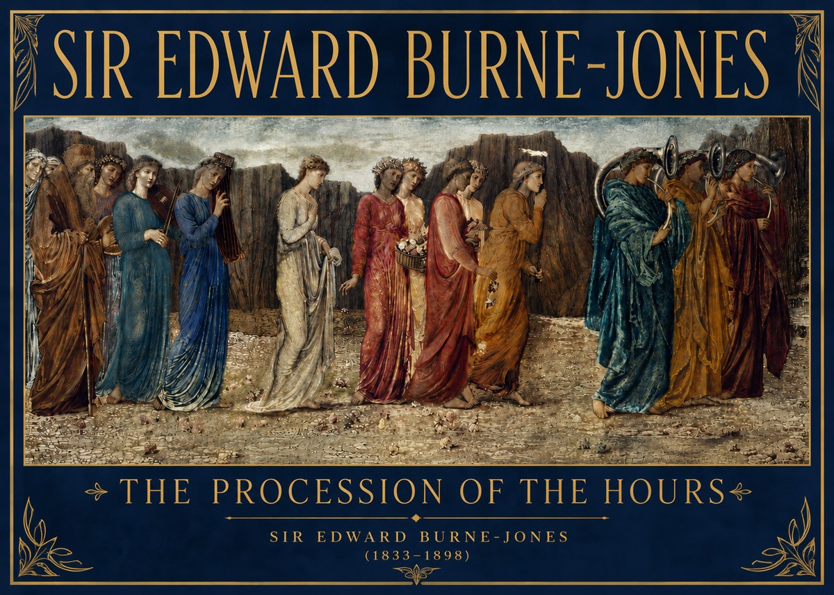 Edward Burne-Jones The Procession of the Hours No4 - Plakát