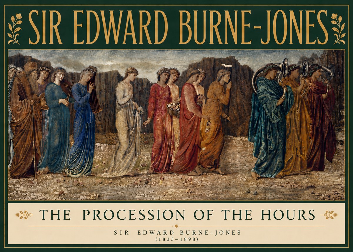 Edward Burne-Jones The Procession of the Hours No5 - Plakát