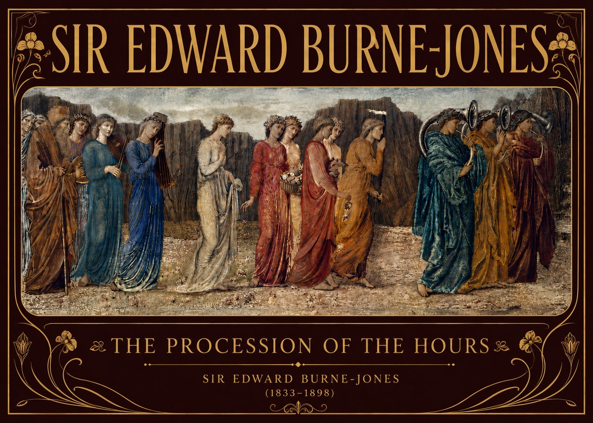 Edward Burne-Jones The Procession of the Hours No6 - Plakát