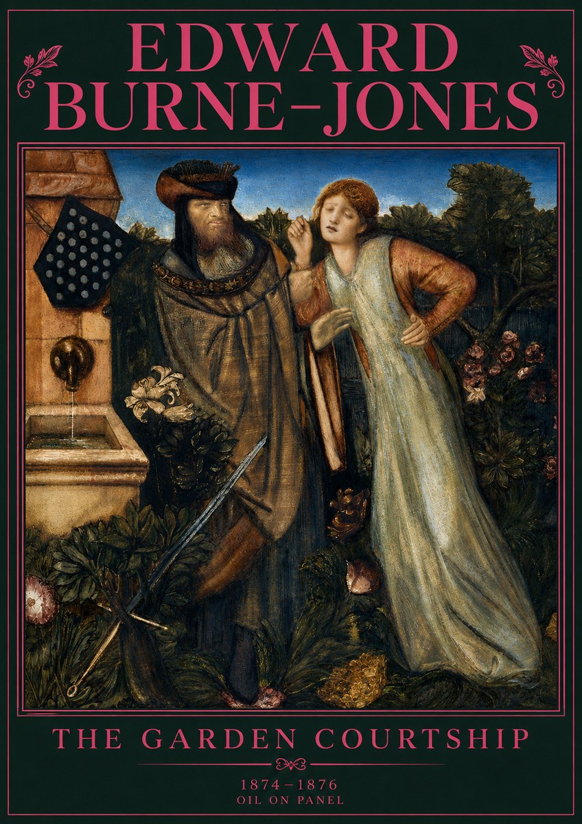 Edward Burne-Jones The Garden Courtship No4 - Plakát