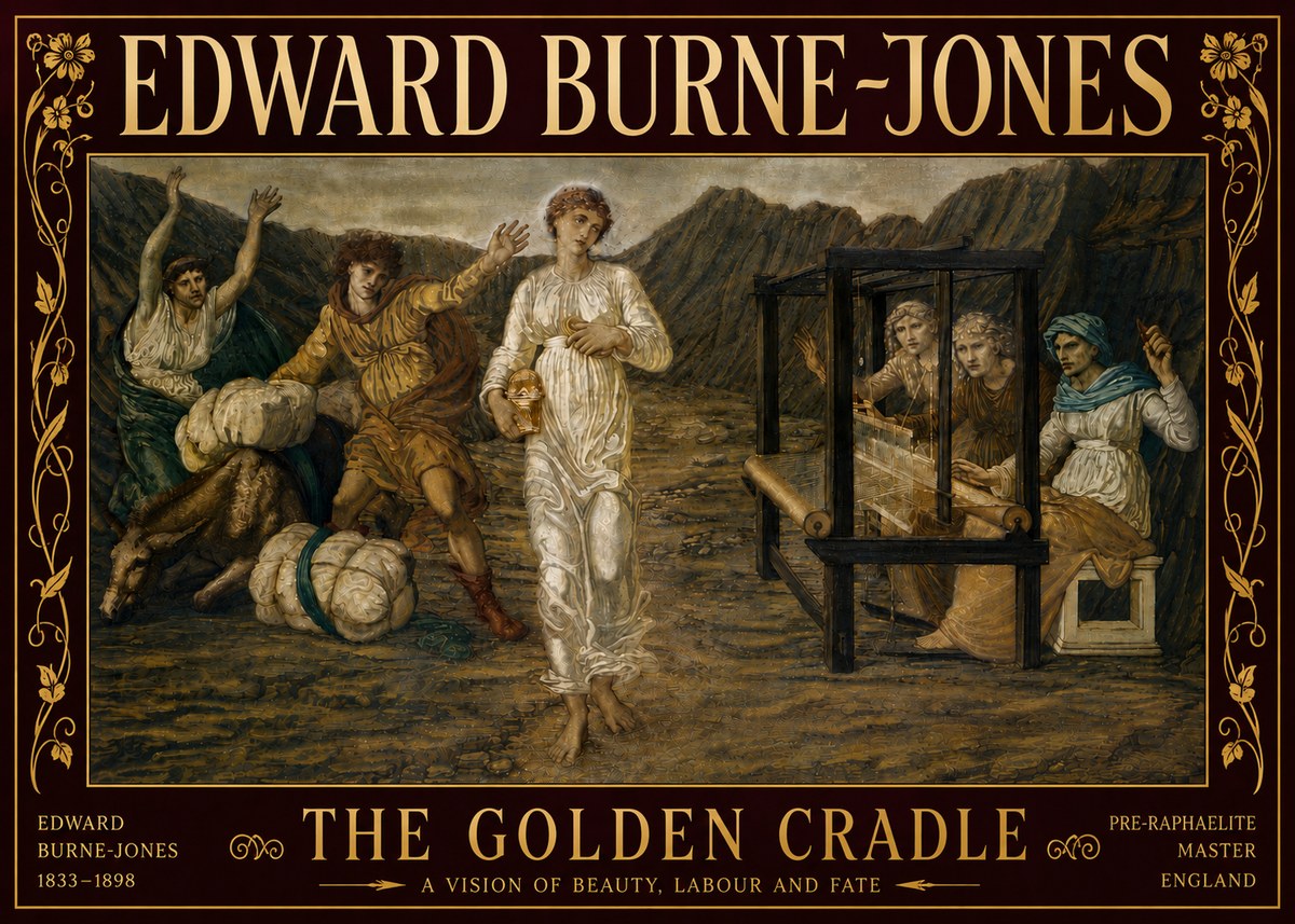 Edward Burne-Jones The Golden Cradle No6 - Plakát