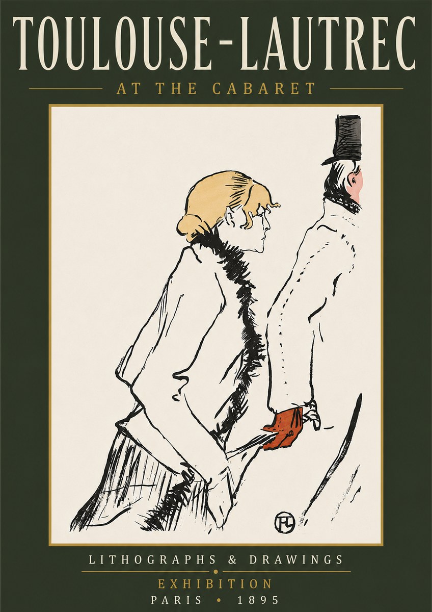 Toulouse-Lautrec At the Cabaret No6 - Plakát