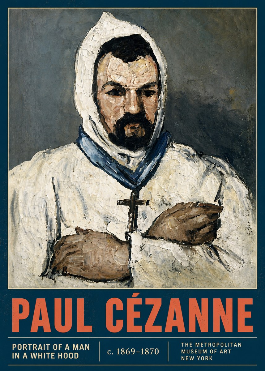 Paul Cézanne Portrait of a Man in a White Hood No4 - Plakát