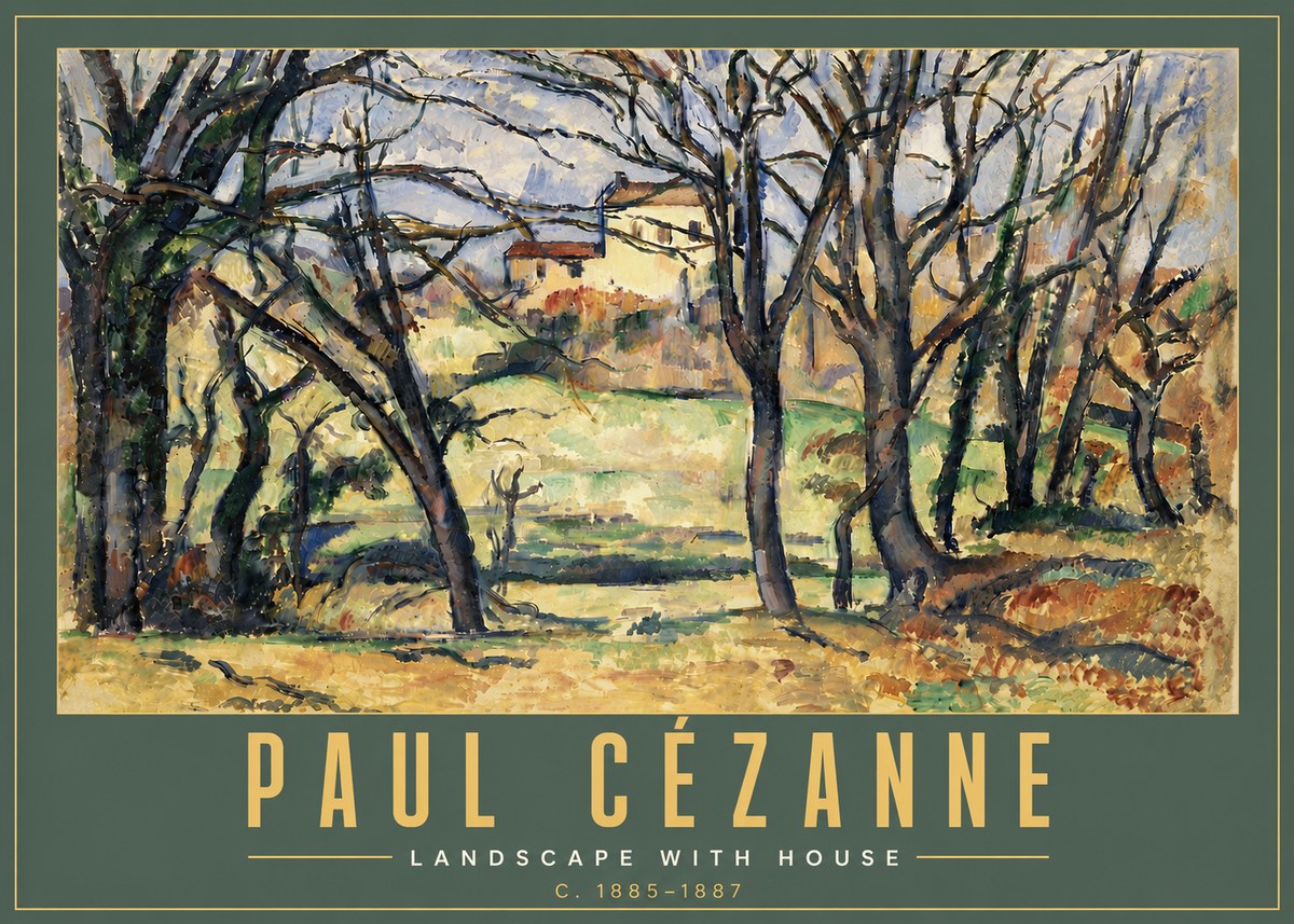 Paul Cézanne Landscape with House No6 - Plakát