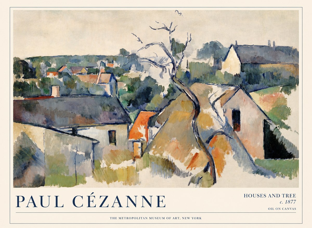 Paul Cézanne Houses and Tree No1 - Plakát