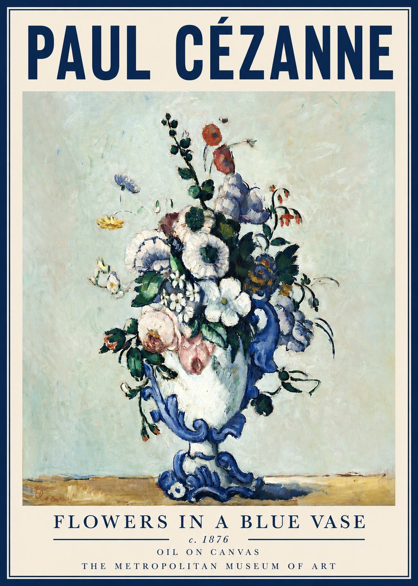Paul Cézanne Flowers in a Blue Vase No4 - Plakát