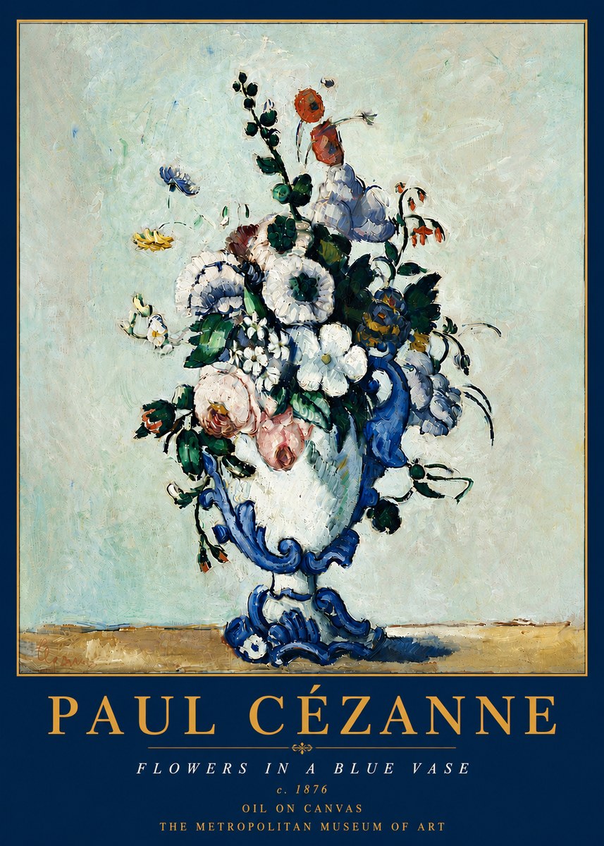 Paul Cézanne Flowers in a Blue Vase No6 - Plakát