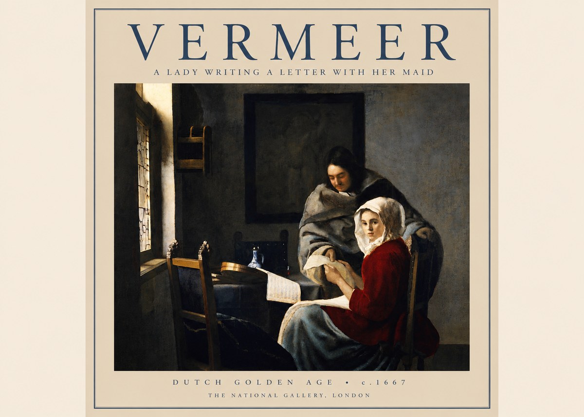 Vermeer A Lady Writing a Letter with Her Maid I No4 - Plakát