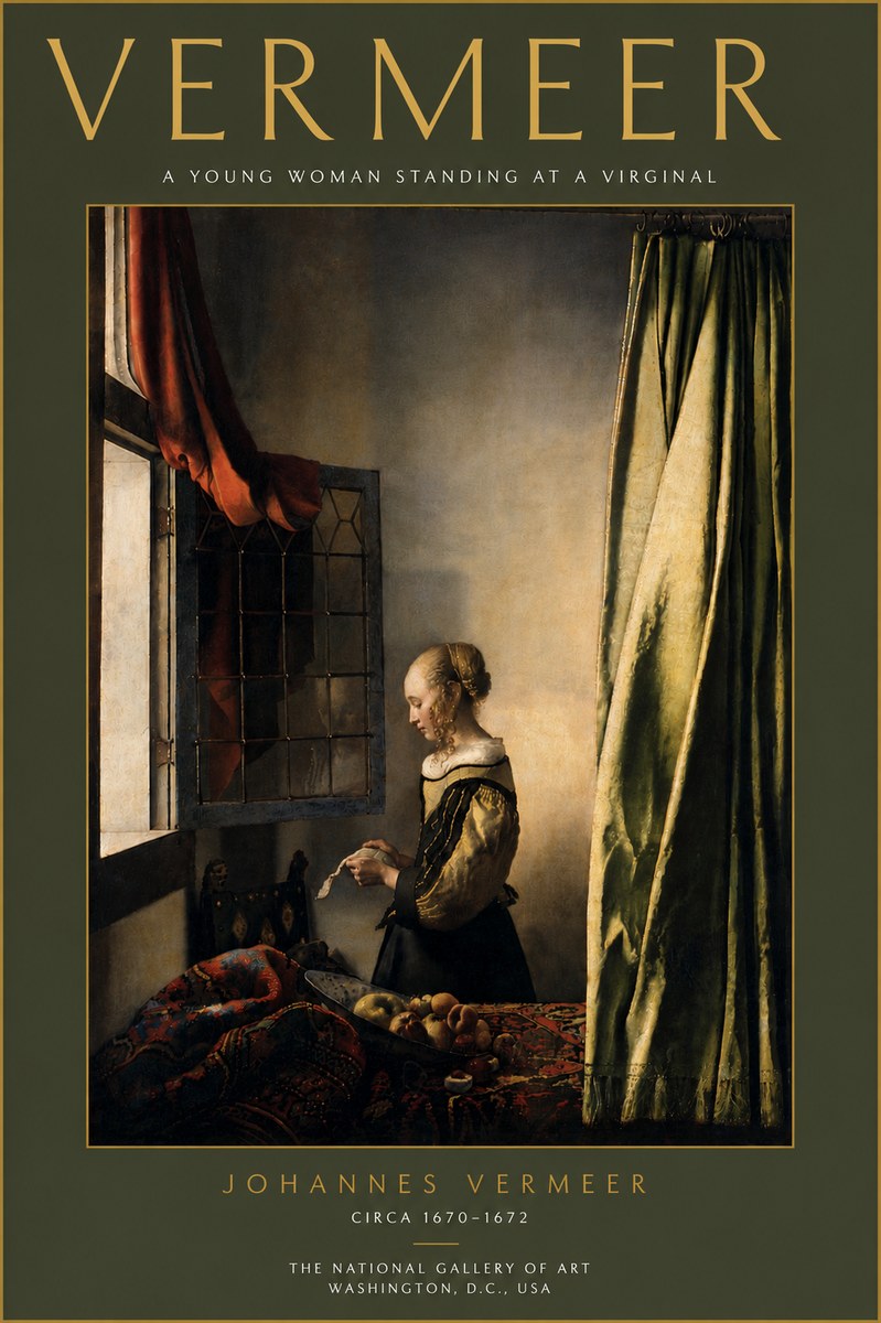 Vermeer A Young Woman Standing at a Virginal No5 - Plakát
