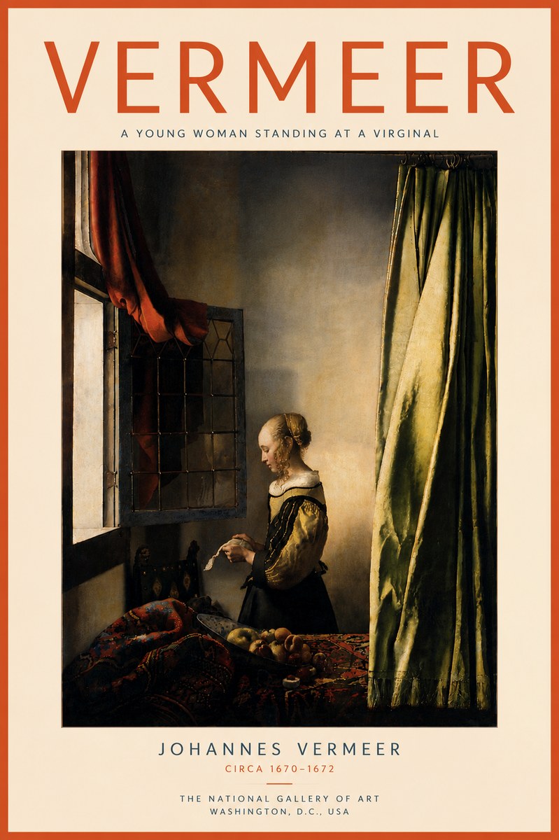 Vermeer A Young Woman Standing at a Virginal No6 - Plakát