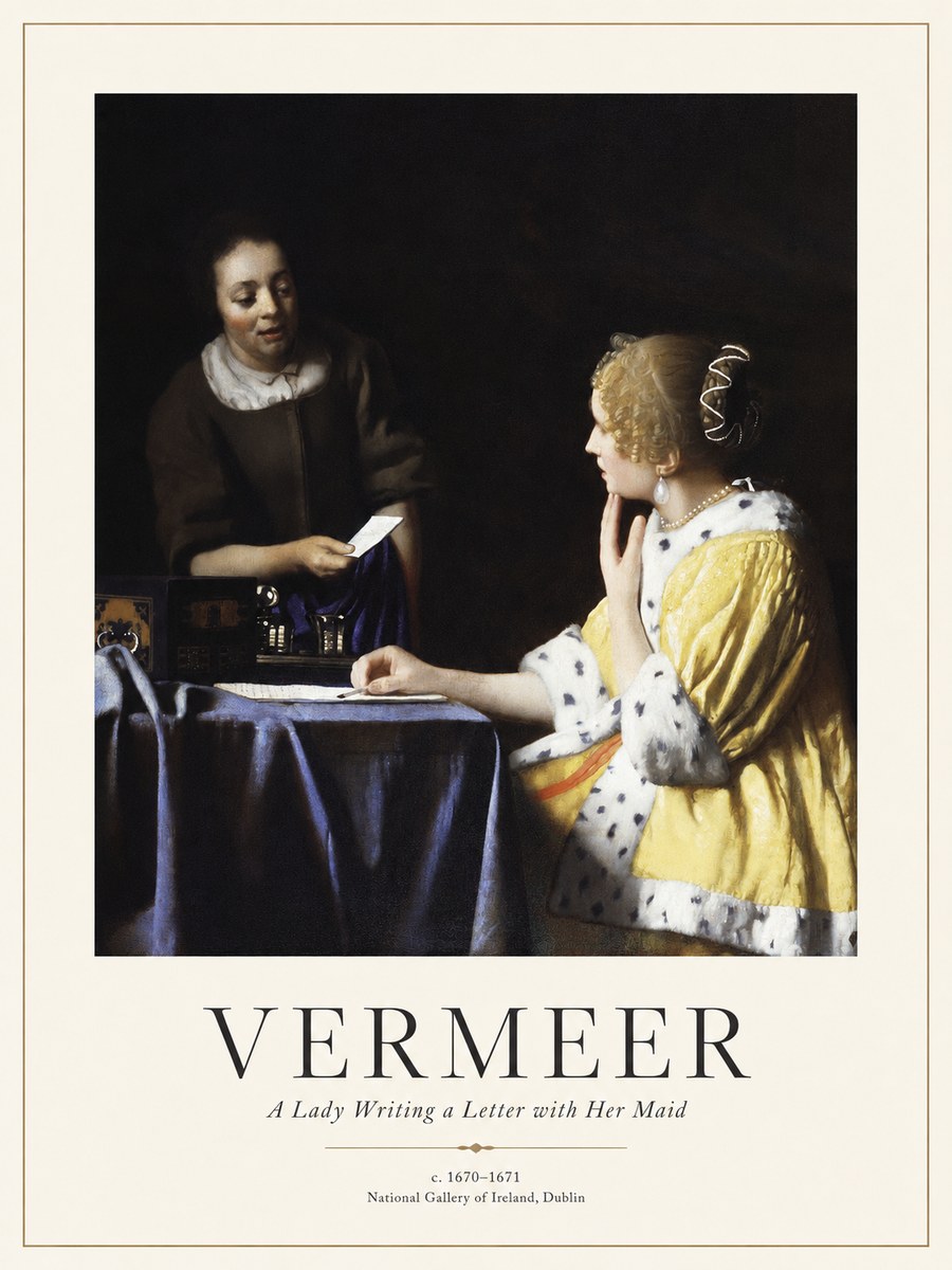 Vermeer A Lady Writing a Letter with Her Maid II No1 - Plakát