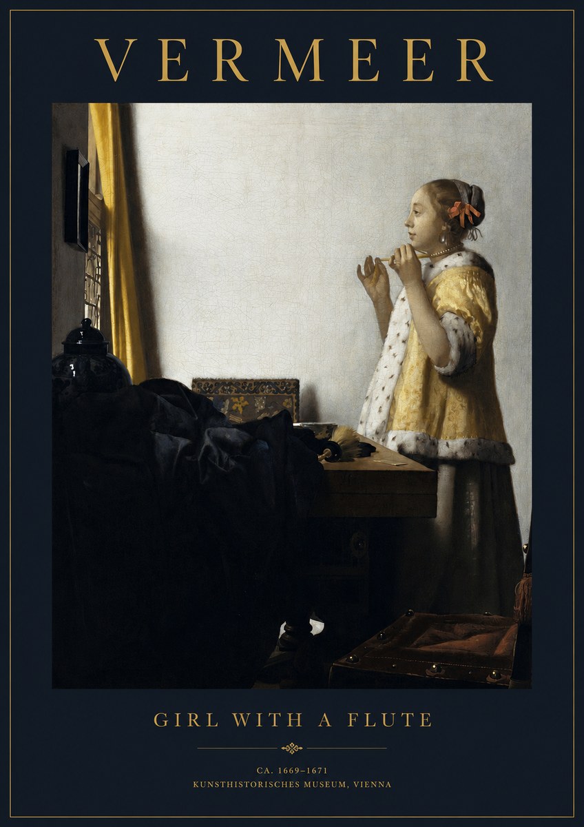 Vermeer Girl with a Flute No2 - Plakát