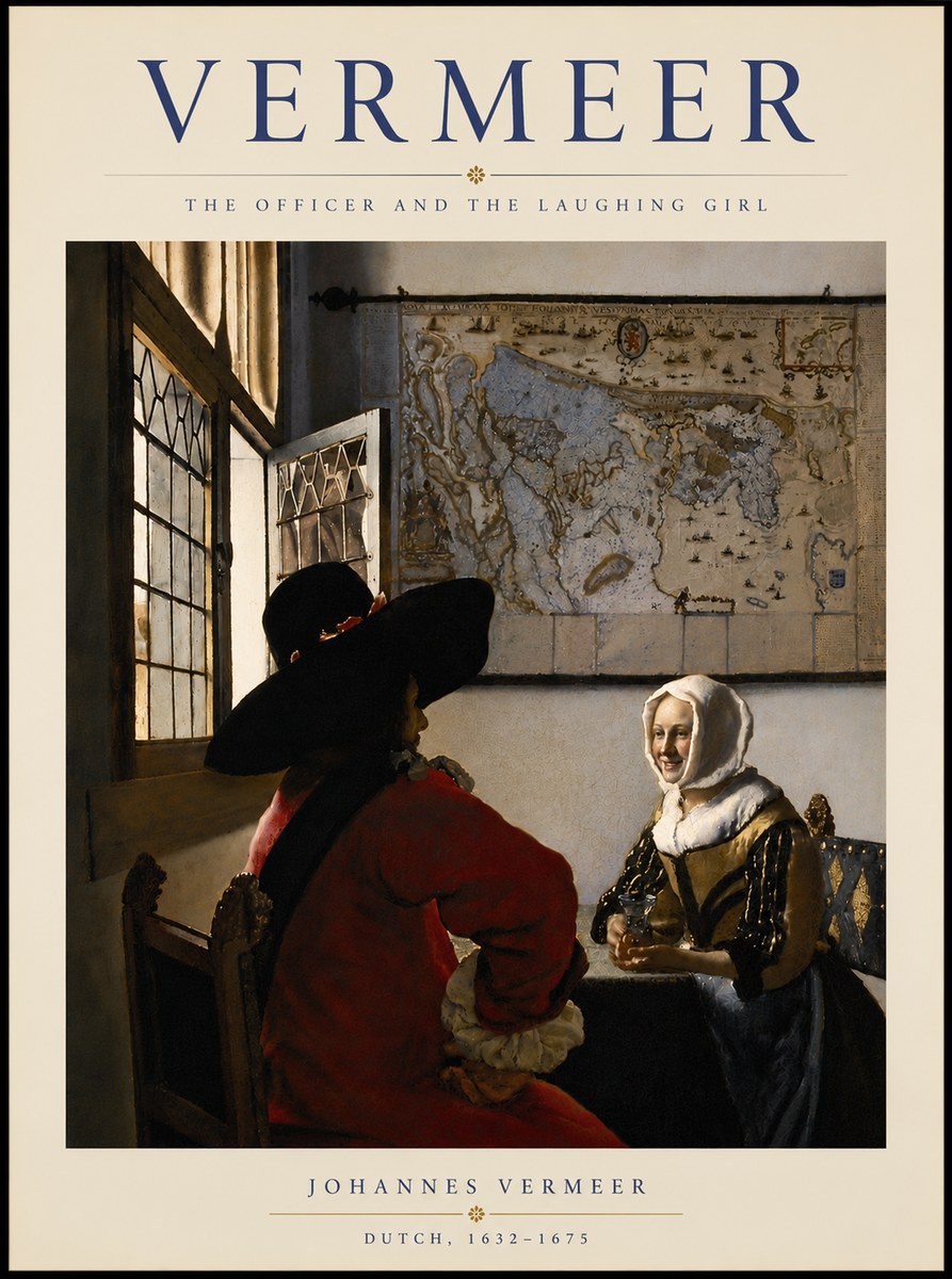 Vermeer The Officer and the Laughing Girl No5 - Plakát