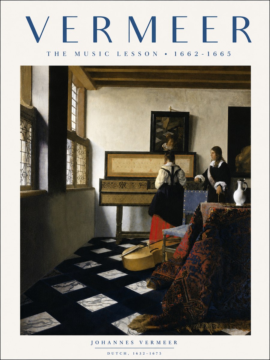 Vermeer The Music Lesson No2 - Plakát
