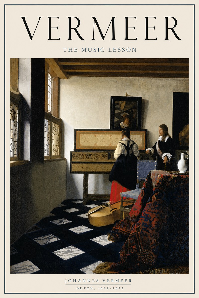 Vermeer The Music Lesson No4 - Plakát