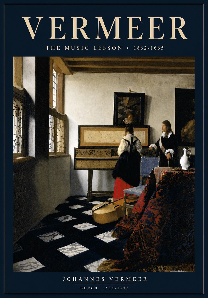 Vermeer The Music Lesson No6 - Plakát