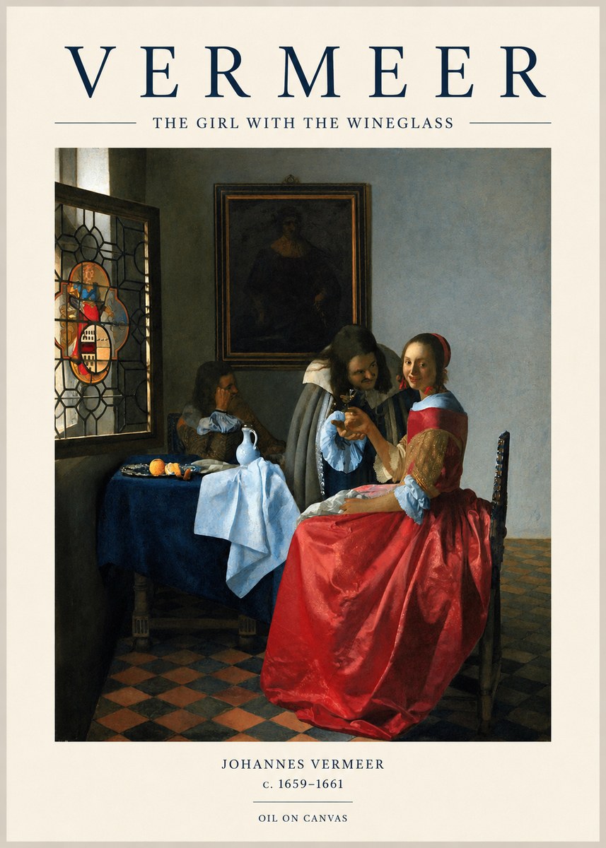 Vermeer The Girl with the Wineglass No1 - Plakát