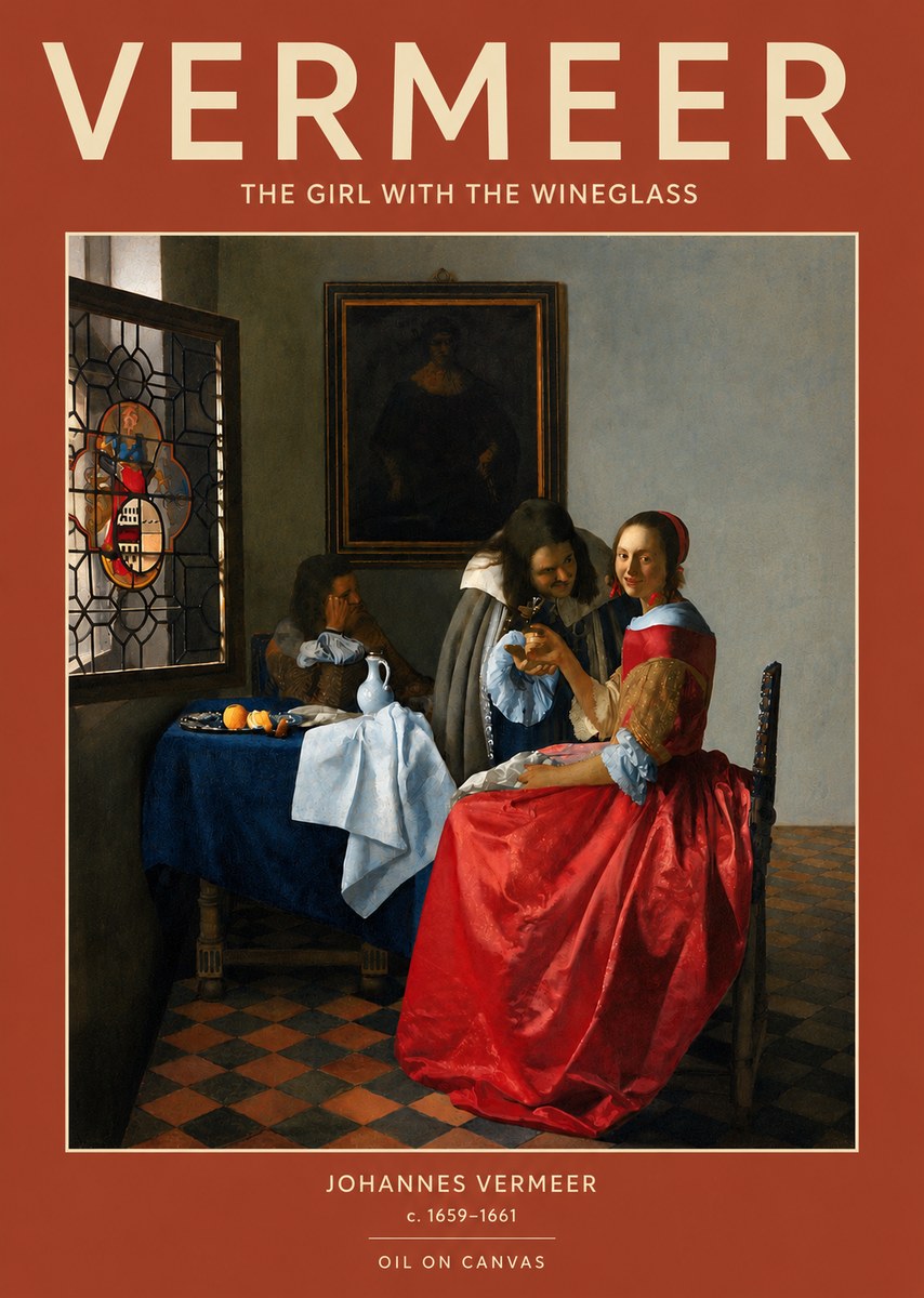 Vermeer The Girl with the Wineglass No3 - Plakát