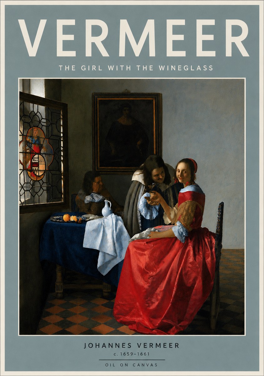 Vermeer The Girl with the Wineglass No4 - Plakát