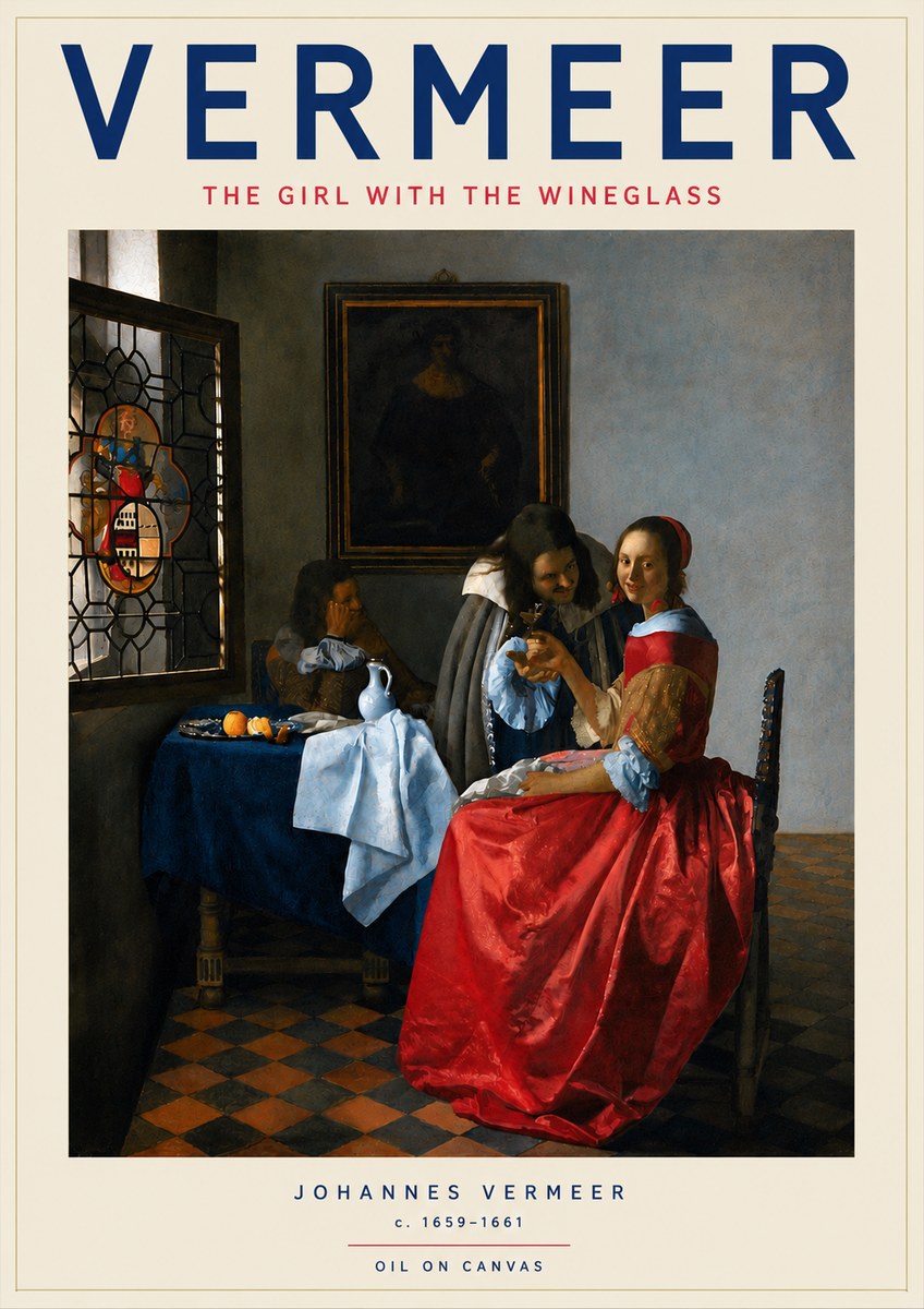 Vermeer The Girl with the Wineglass No5 - Plakát