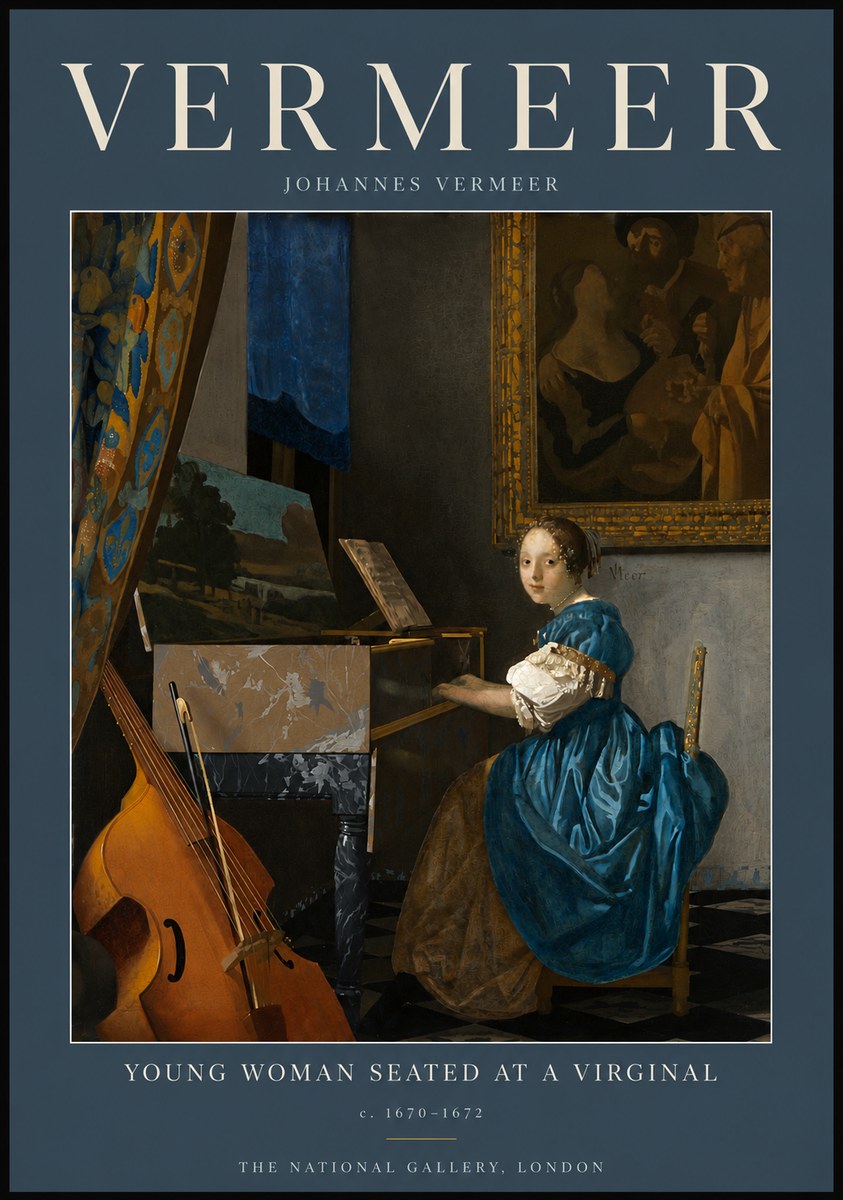 Vermeer Young Woman Seated at a Virginal No5 - Plakát