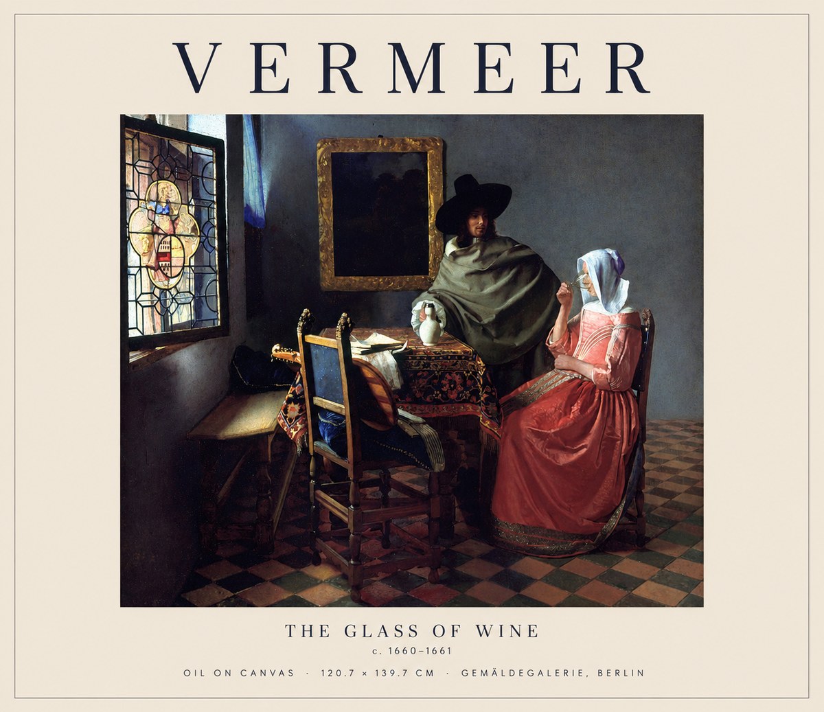 Vermeer The Glass of Wine No1 - Plakát