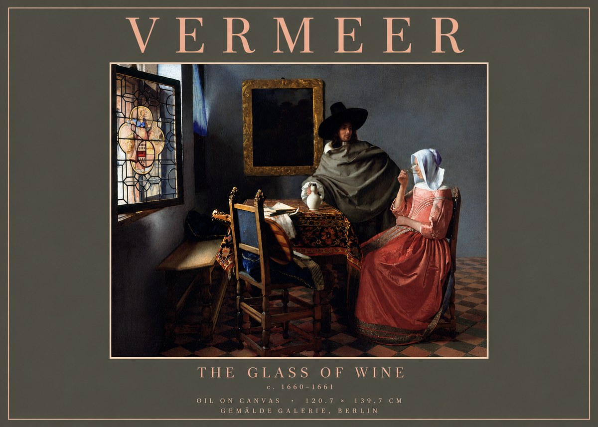 Vermeer The Glass of Wine No6 - Plakát