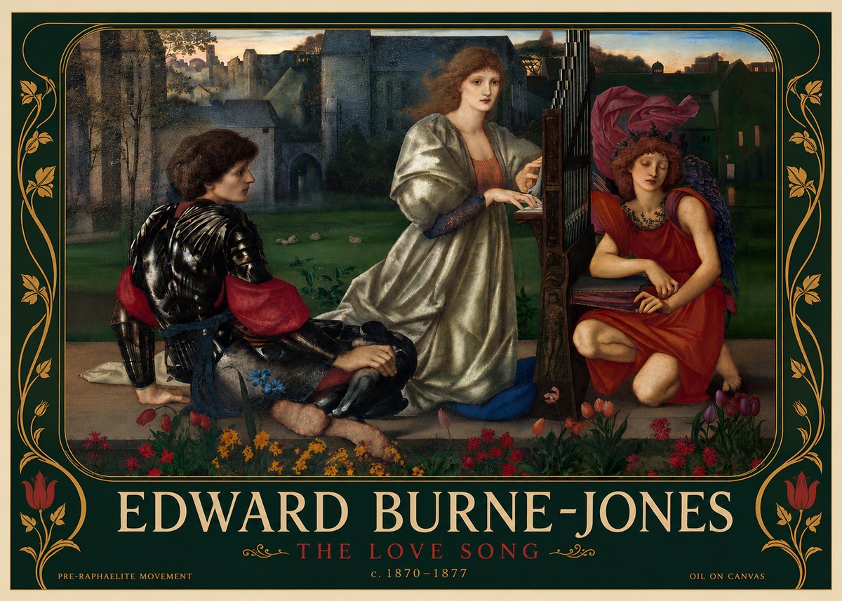 Edward Burne-Jones The Love Song No5 - Plakát