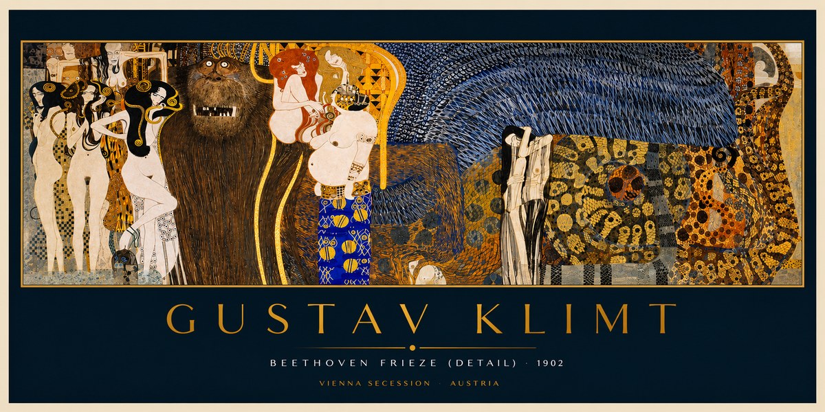 Klimt Beethoven Frieze (Detail) No2 - Plakát