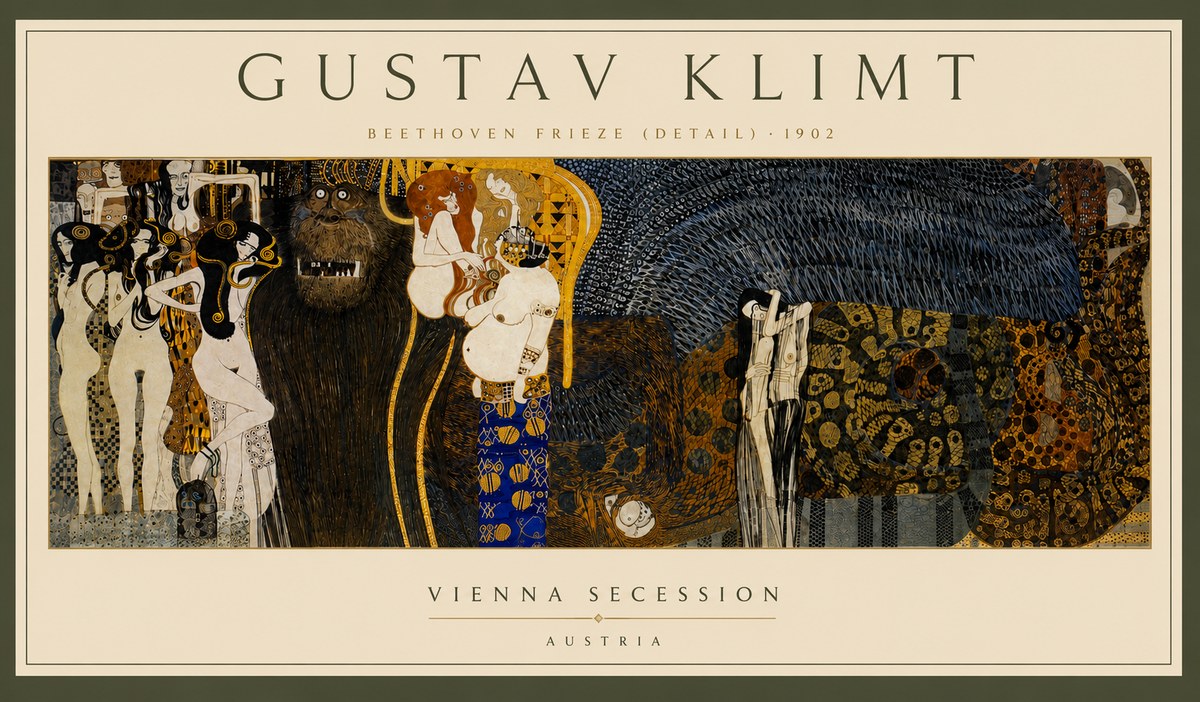 Klimt Beethoven Frieze (Detail) No5 - Plakát