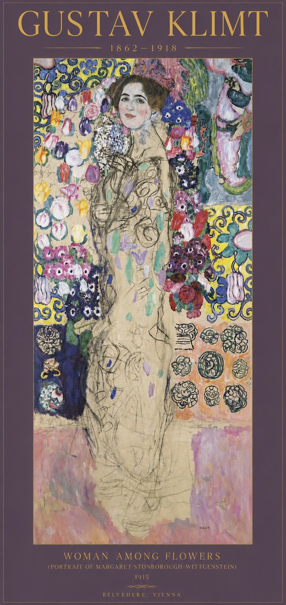 Klimt Woman Among Flowers No2 - Plakát