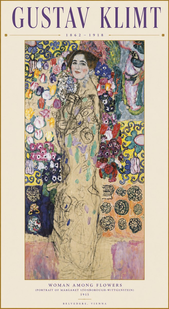 Klimt Woman Among Flowers No3 - Plakát