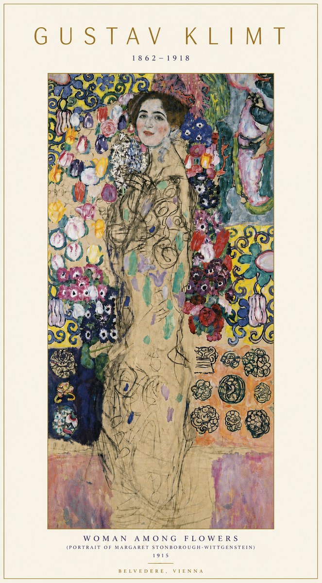 Klimt Woman Among Flowers No5 - Plakát