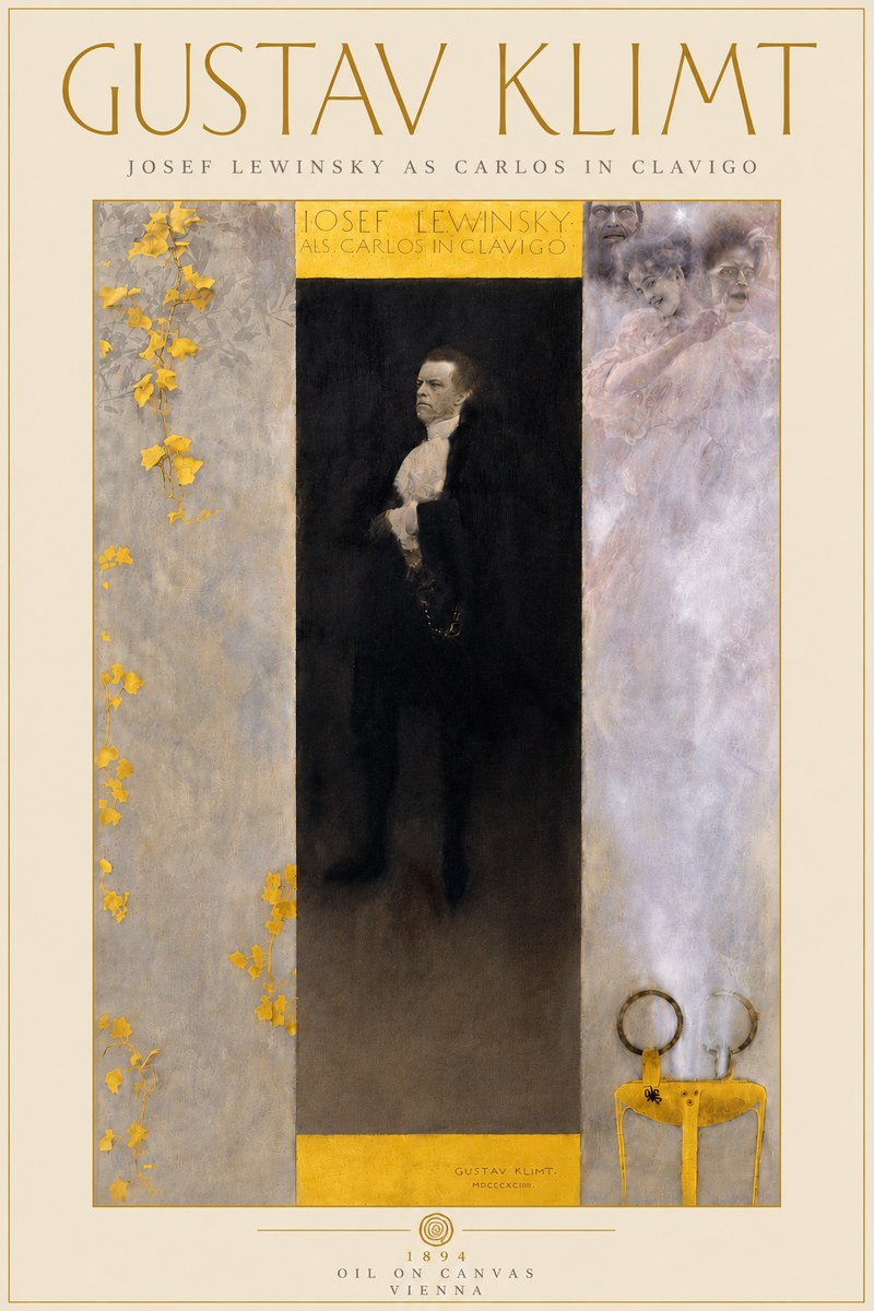 Klimt Josef Lewinsky as Carlos in Clavigo No6 - Plakát