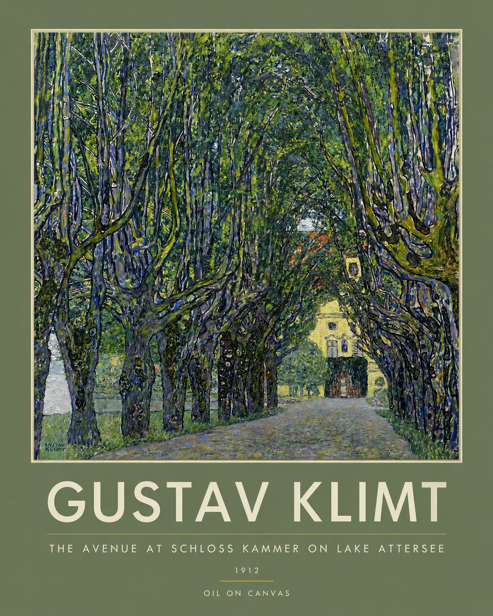 Klimt The Avenue at Schloss Kammer on Lake Attersee No3 - Plakát