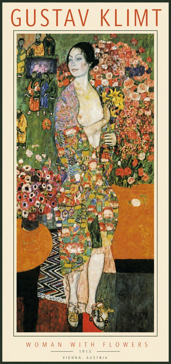 Klimt Woman with Flowers No3 - Plakát