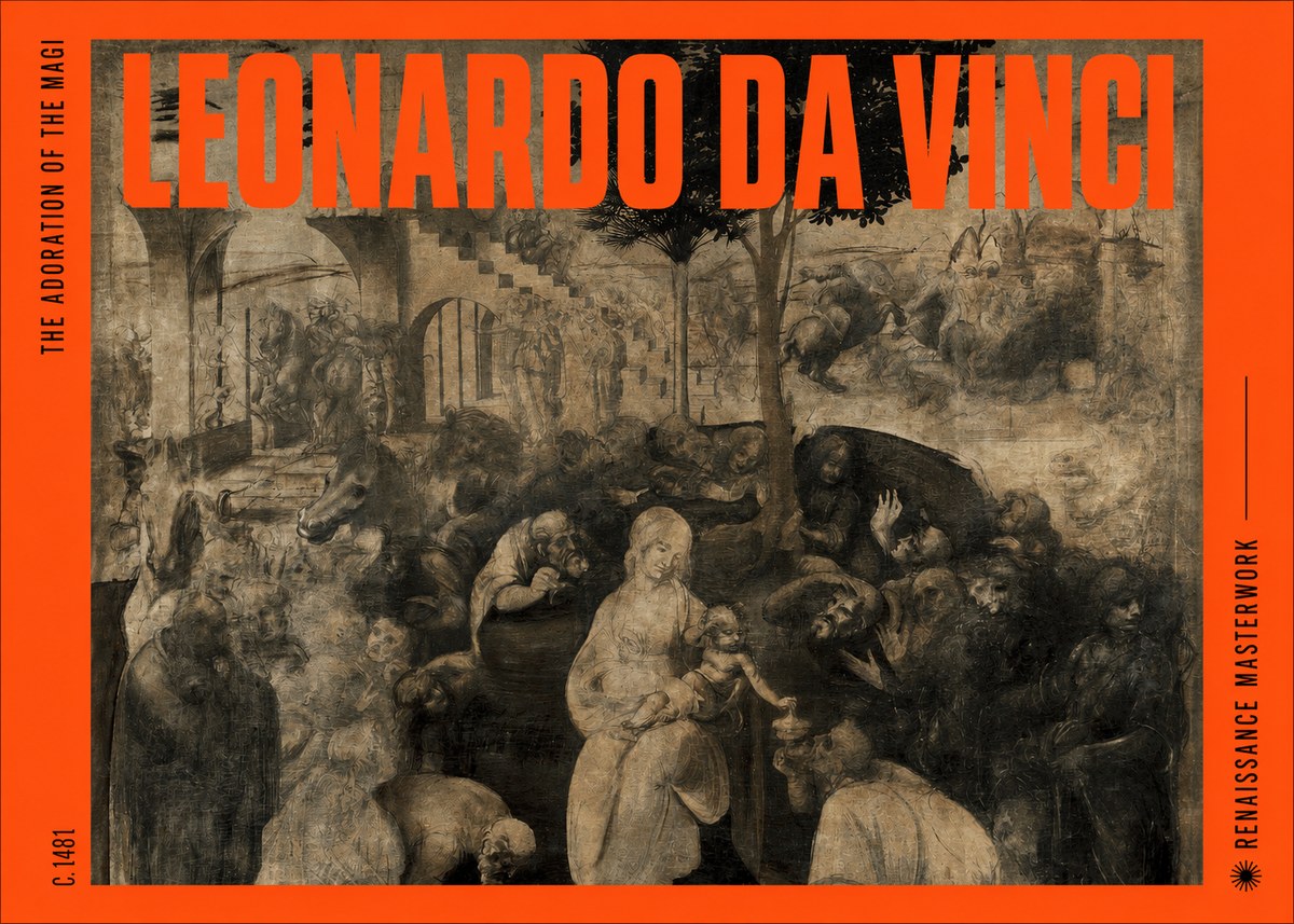 Leonardo da Vinci The Adoration of the Magi No4 - Plakát
