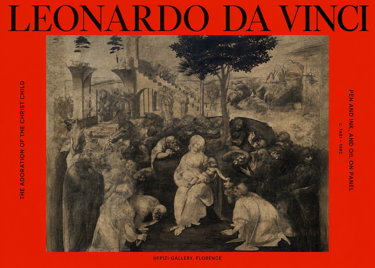 Leonardo da Vinci The Adoration of the Magi No6 - Plakát