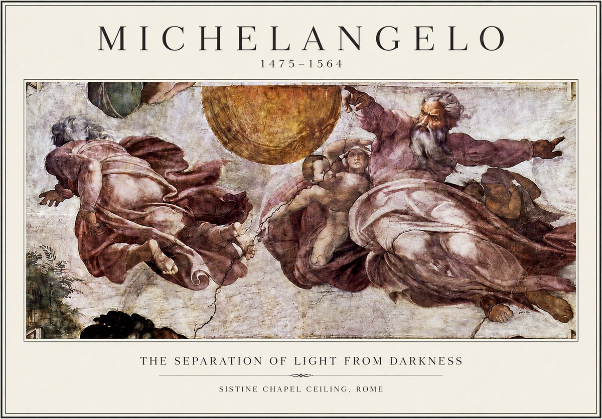Michelangelo The Separation of Light from Darkness No3 - Plakát